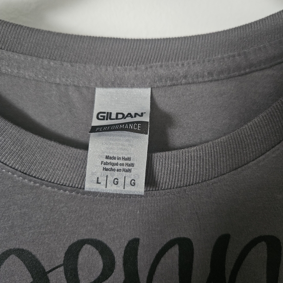 Gildan Gray Tee with Black Text - Picture 3 of 4
